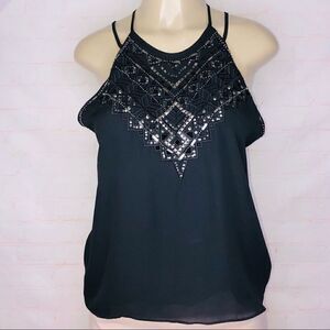 Parker sequin and metal embellished halter top